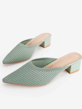 TIJN Shoes Sunny Light Green Knit Mules Size 8.5 NEW